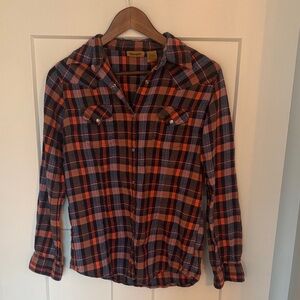 Wrangler Women's Plaid Button Down Shirt - Red and Blue